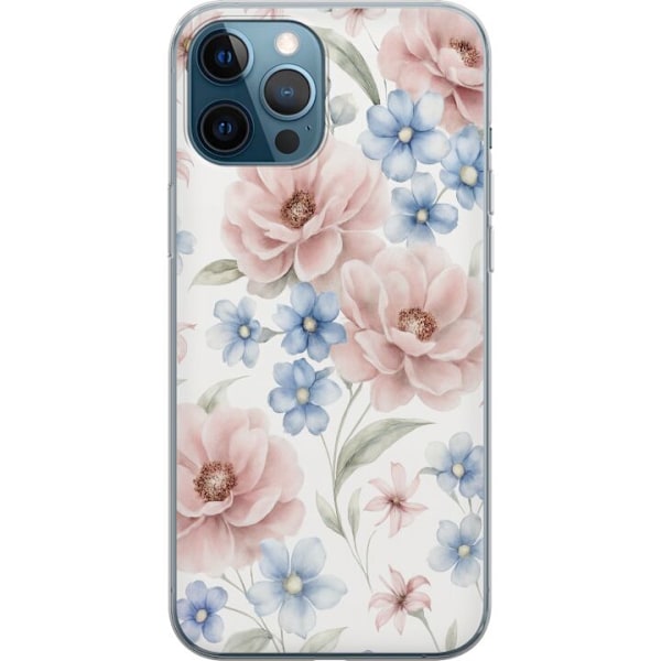 Apple iPhone 12 Pro Genomskinligt Skal Romantiska blommor