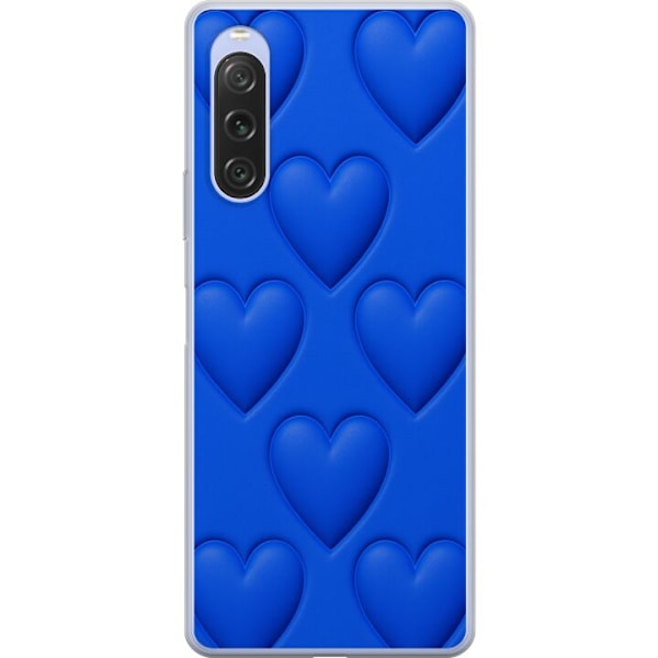 Sony Xperia 10 V Läpinäkyvä kuori Siniset Sydämet