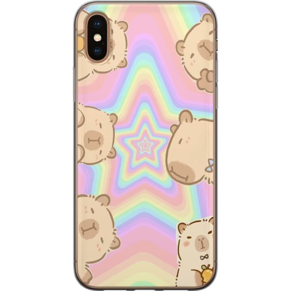 Apple iPhone X Genomskinligt Skal Kawaii Capybara Galaxy Söt