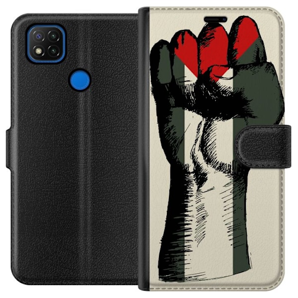 Xiaomi Redmi 9C Plånboksfodral Hand knuten i Palestinas färger – kraftfull symbol för frihetsrörelsen