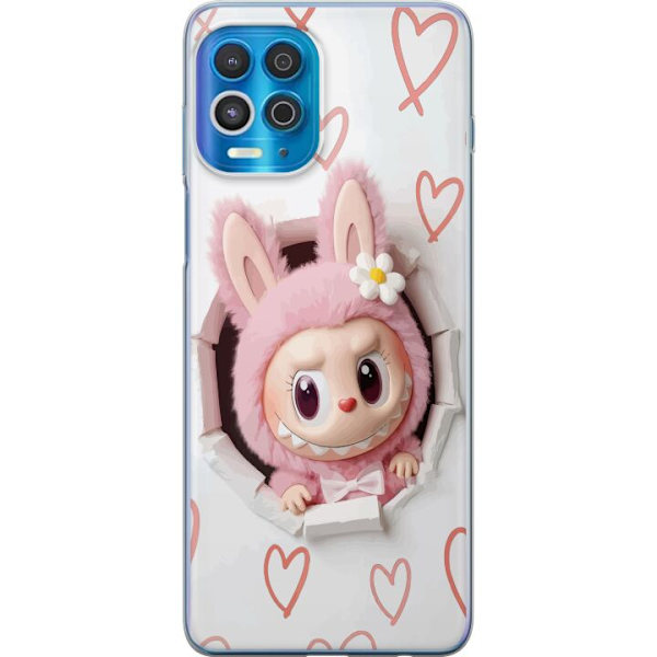 Motorola Edge S Läpinäkyvä kuori Labubu Sydän Taustakuva Pop Mart Rakkausteema Hahmodesign Suosittu Motiivi Keräilytaideteossarja