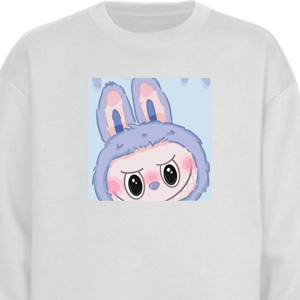 Sweatshirt för Vuxen | Klassisk Collegetröja Blue Bunny Labubu vit L