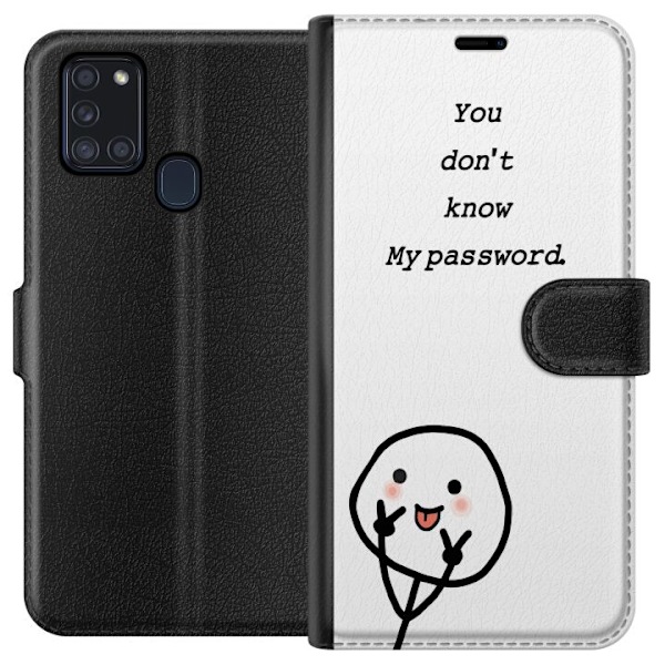 Samsung Galaxy A21s Plånboksfodral You Don’t Know My Password – edgy textmotiv med attityd