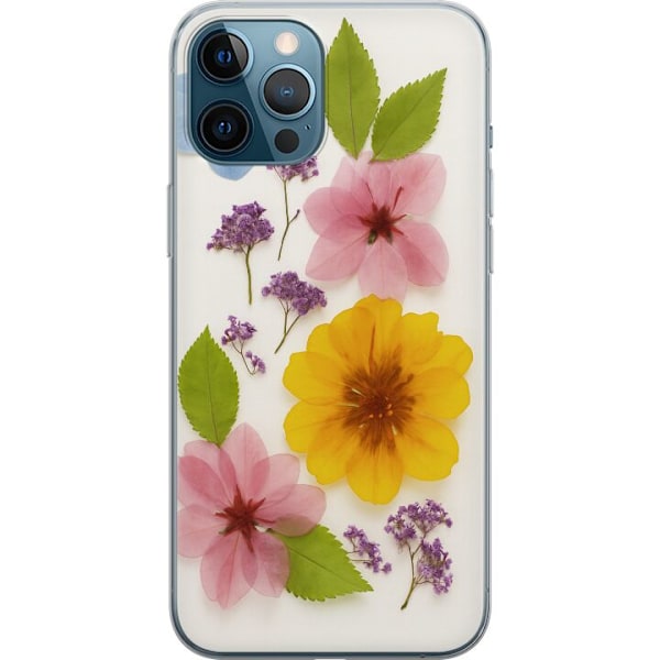 Apple iPhone 12 Pro Max Gennemsigtig cover Pressede blomster