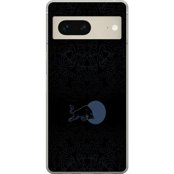 Kompatibelt Mobilskal till Google Pixel 7 Mörk minimalistisk tjur framför fullmåne svart