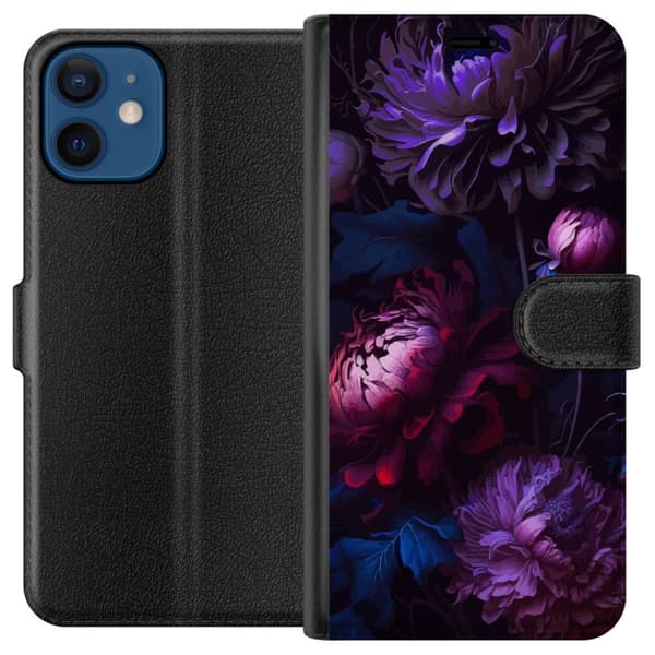 Kompatibelt Plånboksfodral till Apple iPhone 12 Purple Flowers