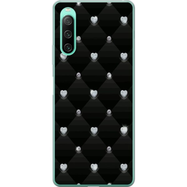 Sony Xperia 10 IV Läpinäkyvä kuori Bling Sydän