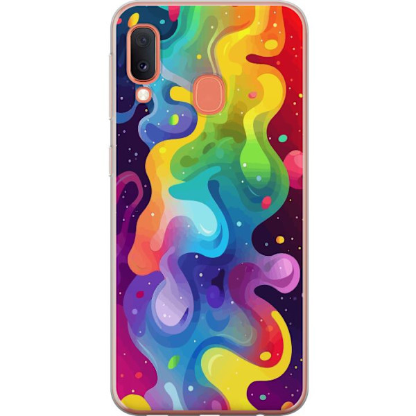 Samsung Galaxy A20e Läpinäkyvä kuori Väriläiskä Abstrakti Taide Suunnittelu Värikäs Kuvio Moderni Suosittu Seinätaito Graafinen Trendi