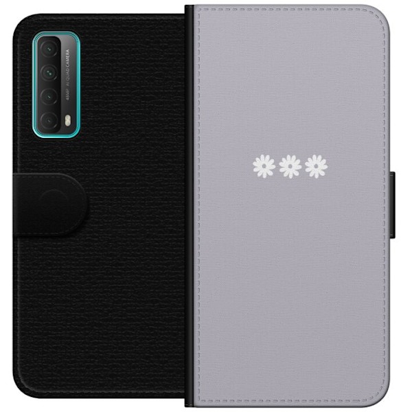 Huawei P smart 2021 Lompakkokotelo Lila Blomminimalismi - tyylikäs kukkakuva lila taustalla