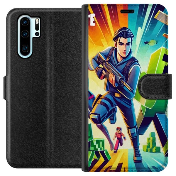 Kompatibel Tegnebogsetui til Huawei P30 Pro Fortnite vs Minecraft