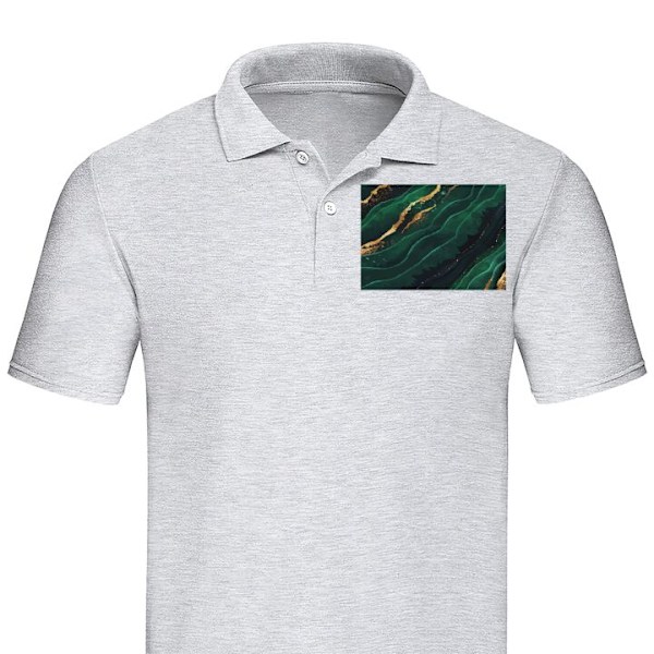 Poloshirt til Voksen | Elegant Poloshirt Marmor Guld Grøn Grå X-Large