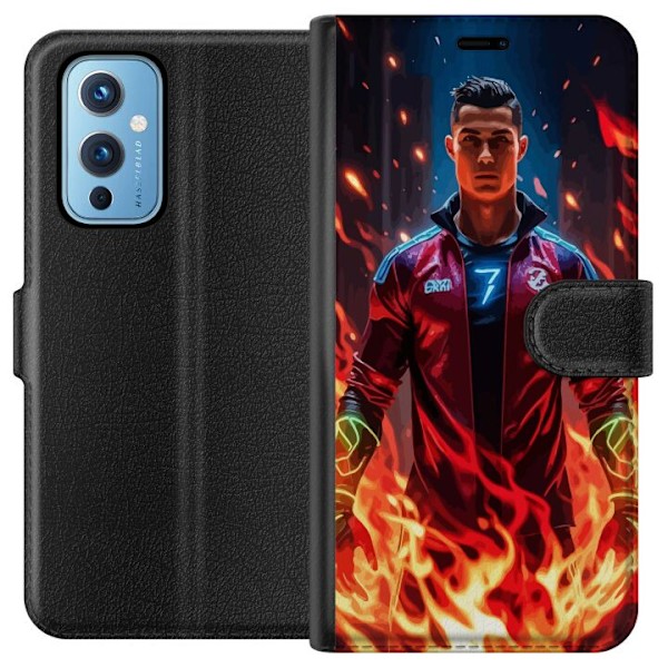 OnePlus 9 Tegnebogsetui Ronaldo Inferno - fodboldhelt i flammer