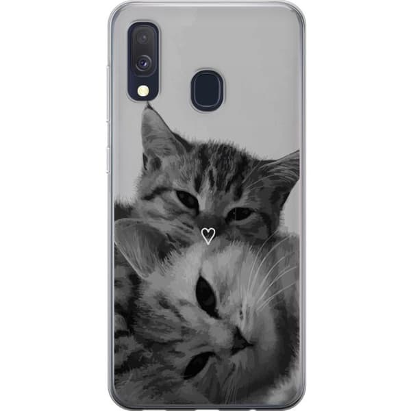 Kompatibelt Mobildeksel til Samsung Galaxy A40 Katt Hjerte
