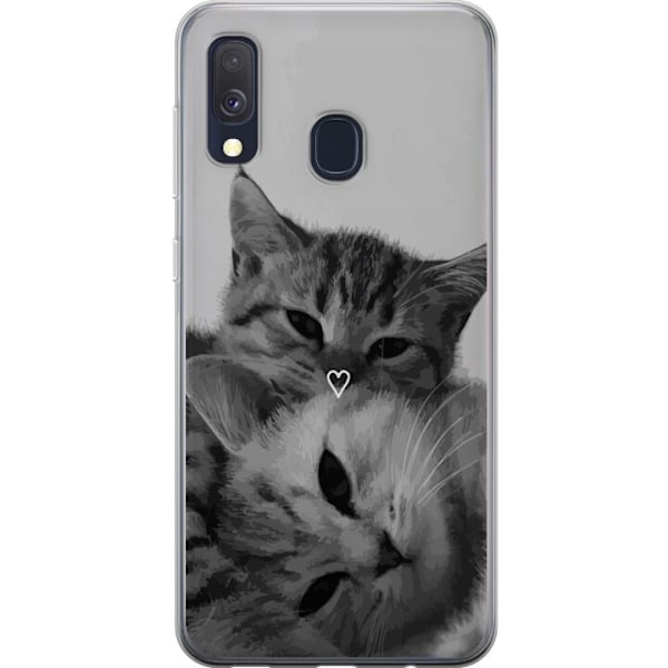 Samsung Galaxy A40 Genomskinligt Skal Katt Hjärta