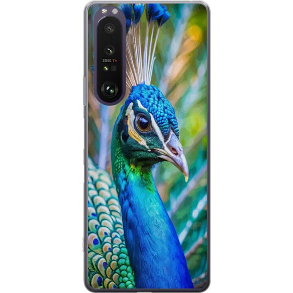 Sony Xperia 1 III Läpinäkyvä kuori Pavun Sulat Värikäs Design Lintuaihe Eksoottinen Graafinen Suunnittelu Luonto Ylellinen Koristelu