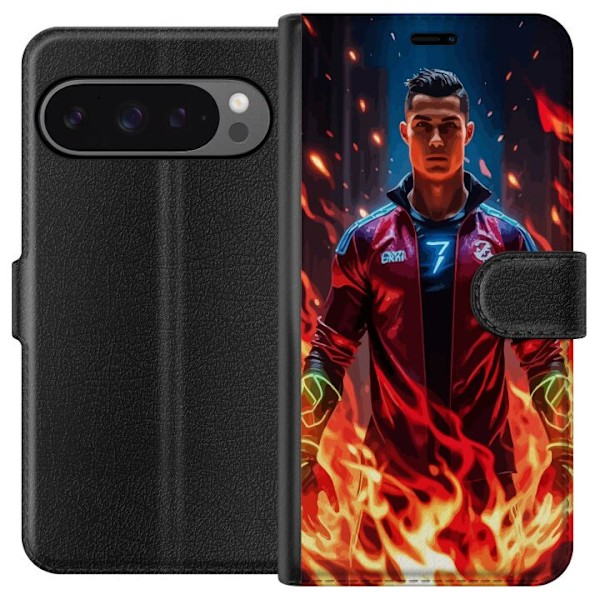 Google Pixel 9 Pro XL Tegnebogsetui Ronaldo Inferno - fodboldhelt i flammer