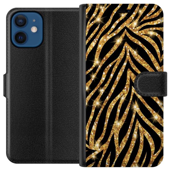 Kompatibelt Plånboksfodral till Apple iPhone 12 Gold & Glitter
