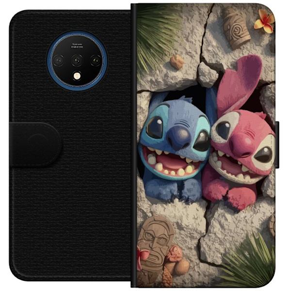 OnePlus 7T Tegnebogsetui Stitch Angel Lilo & Stitch Motiv Disney Kærlighed Tegneseriekarakter Populær Blå Alien Sjov Disney-film