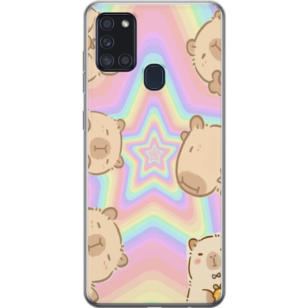 Samsung Galaxy A21s Genomskinligt Skal Kawaii Capybara Galaxy Söt Anime Djur Rymdmotiv Kawaii Trend Present TikTok Design