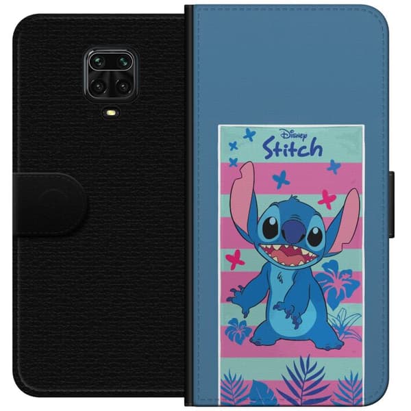 Kompatibel Tegnebogsetui til Xiaomi Redmi Note 9S Stitch med tropiske blade og pastelstriber blå