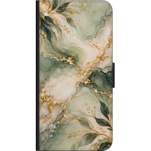 Kompatibelt Lommeboketui til Samsung Galaxy A03s Bladmarmor grønn