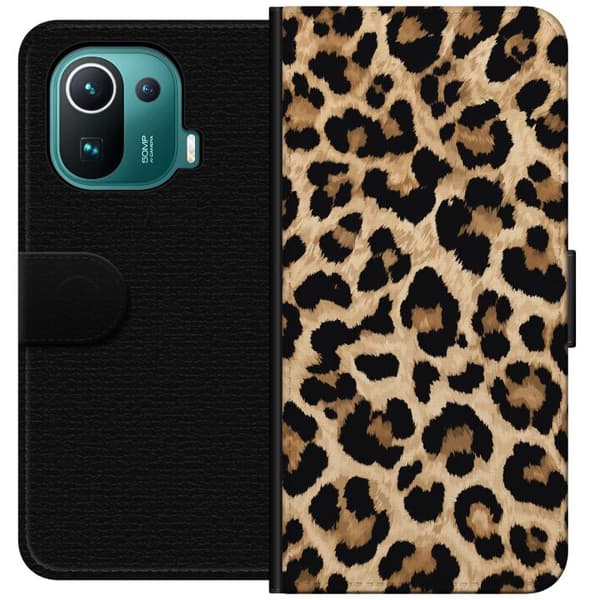 Kompatibelt Plånboksfodral till Xiaomi Mi 11 Pro Bruna leopardfläckar brun