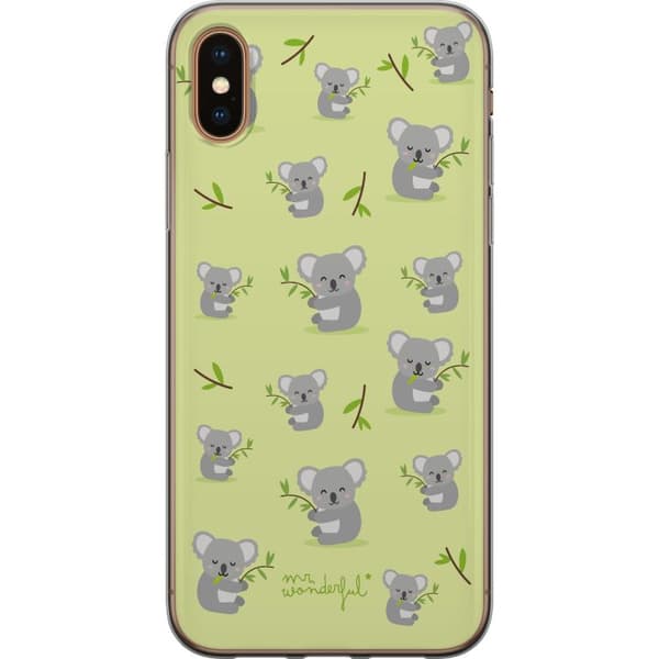 Kompatibelt Mobildeksel til Apple iPhone XS Max Lekent mønster med søte grå koalaer og grønne eukalyptusgrener grønn