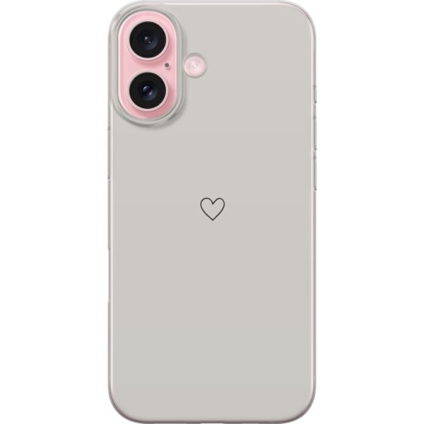 Apple iPhone 16 Läpinäkyvä kuori Sydän Beige