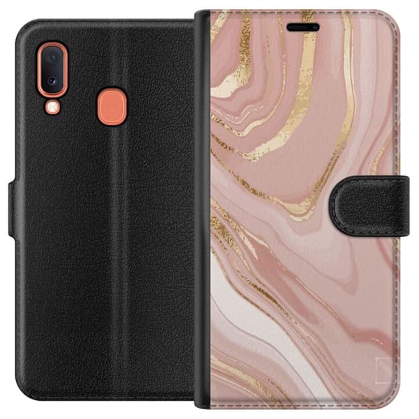 Kompatibelt Plånboksfodral till Samsung Galaxy A20e Marmor Rosa