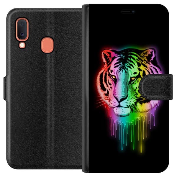 Kompatibelt Plånboksfodral till Samsung Galaxy A20e Tiger