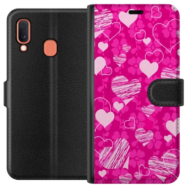 Kompatibelt Plånboksfodral till Samsung Galaxy A20e PopHeartPattern
