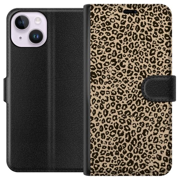Kompatibelt Plånboksfodral till Apple iPhone 15 Leopard Mönster