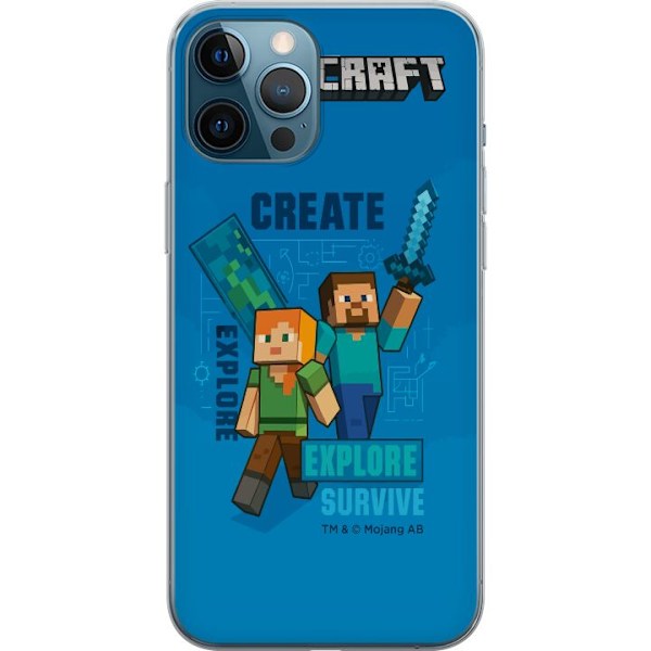 Apple iPhone 12 Pro Max Läpinäkyvä kuori Minecraft Luolastot