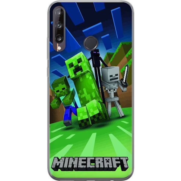 Huawei P40 lite E Genomskinligt Skal Minecraft Creeper mobilskal i klassisk grön pixelstil