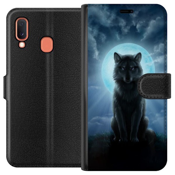 Samsung Galaxy A20e Plånboksfodral Wolf in the Dark