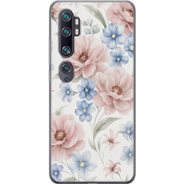 Xiaomi Mi Note 10 Läpinäkyvä kuori Romanttiset kukat