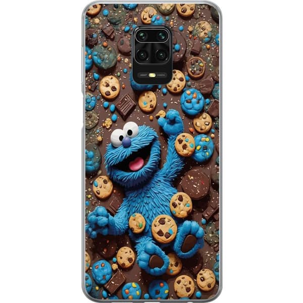 Kompatibelt Mobilskal till Xiaomi Redmi Note 9S Lekfull blå tecknad figur omgiven av kakor blå