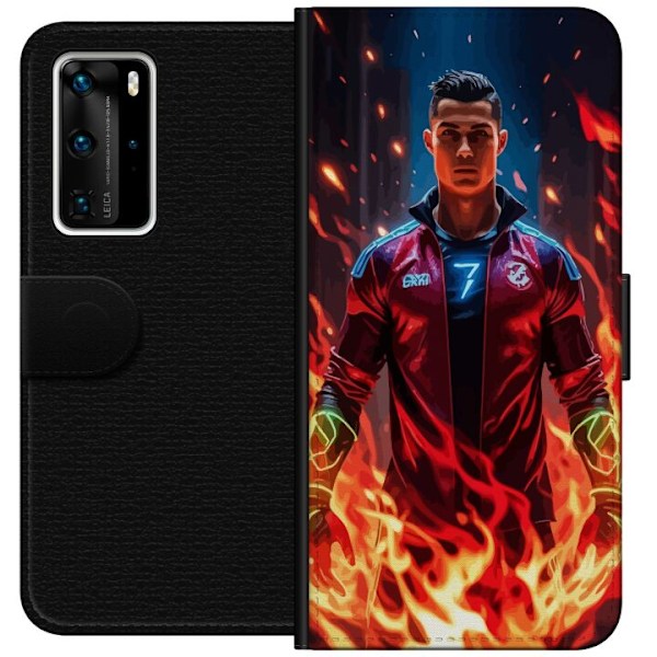 Huawei P40 Pro Tegnebogsetui Ronaldo Inferno - fodboldhelt i flammer