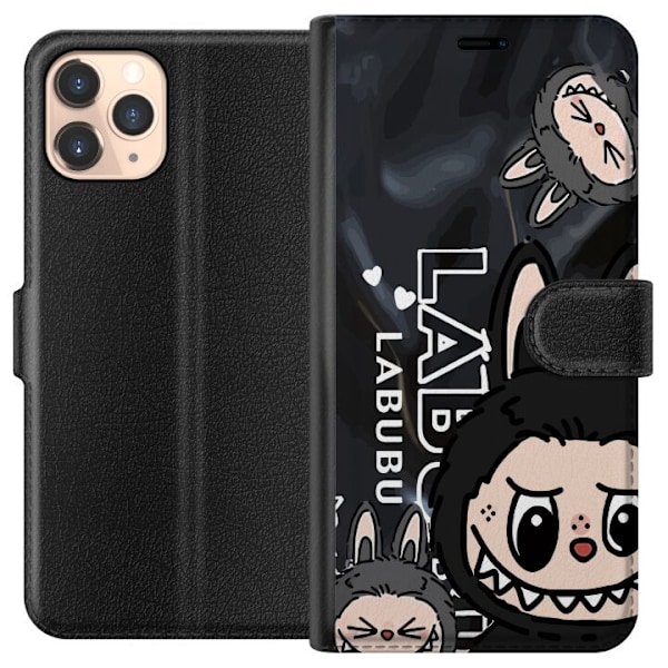 Apple iPhone 11 Pro Tegnebogsetui <nl>Labubu Black Energy - Sort mønster i gade stil