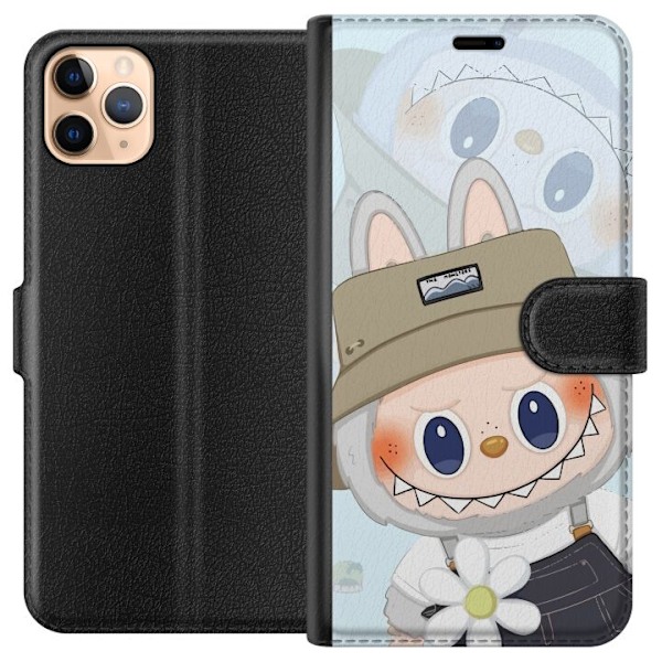 Apple iPhone 11 Pro Max Lompakkokotelo Labubu hattuineen - Pop Mart -hahmo Mr. Butcher retrotyylillä ja luonteella