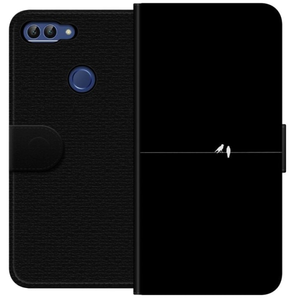 Huawei P smart Lompakkokotelo Minimalistiset linnut musta
