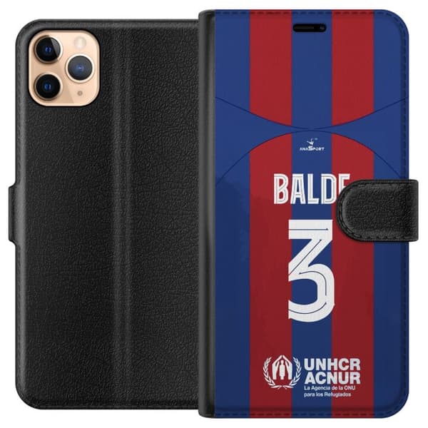 Kompatibel Tegnebogsetui til Apple iPhone 11 Pro Max Bold Nummer 3 fodboldtrøje blå og rød supporterdesign blå