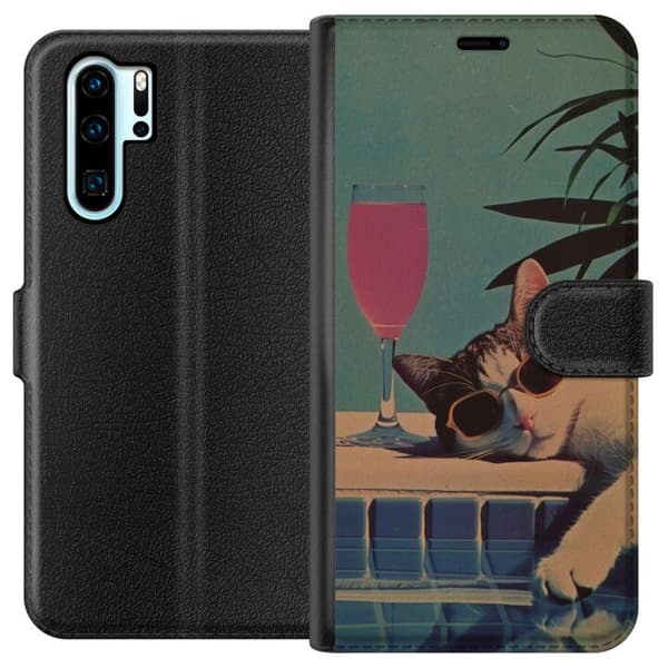 Kompatibelt Lommeboketui til Huawei P30 Pro Katt ferie