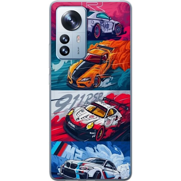 Xiaomi 12 Pro Läpinäkyvä kuori Nopeat Autot - Piirretty Kuvio Toiminnalla