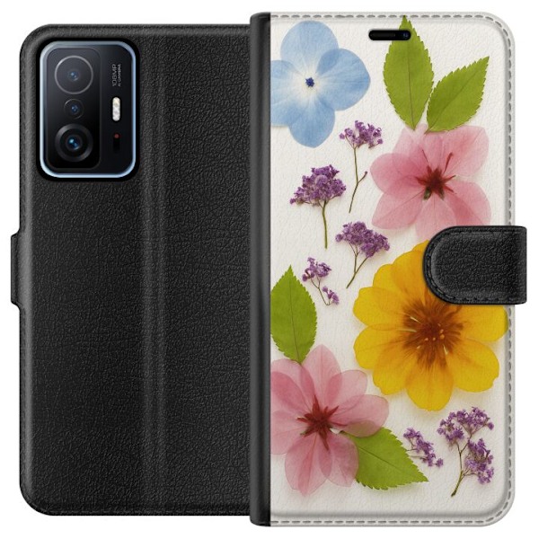 Xiaomi 11T Plånboksfodral Pressade blommor