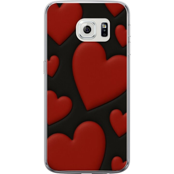 Samsung Galaxy S6 edge Genomskinligt Skal Red Velvet Hearts