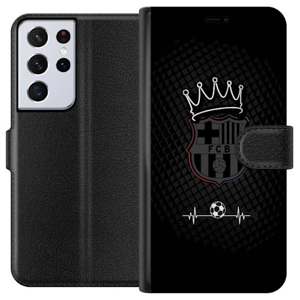 Samsung Galaxy S21 Ultra 5G Lompakkokotelo FC Barcelona Emblem Jalkapalloaihe Sininen Punainen Seuramerkki Katalonia La Liga Fanit Suosittu Ikoninen