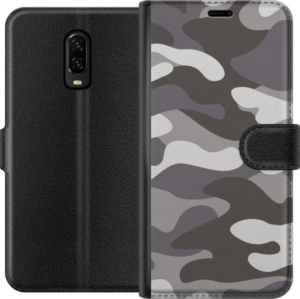 Yhteensopiva Lompakkokotelo OnePlus 6T Harmaa naamiointi harmaa