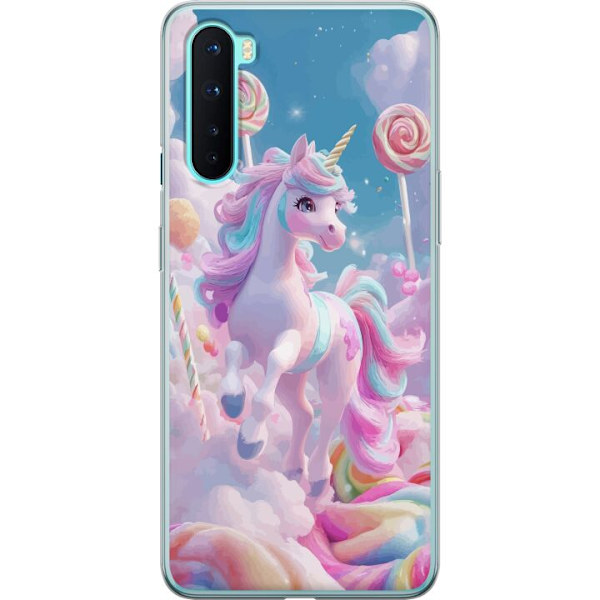 OnePlus Nord Genomskinligt Skal Enhörning Candy Pastell Kawaii Motiv Söt Populär Färg Grafiskt Trend Barn Motiv Fantasy Art