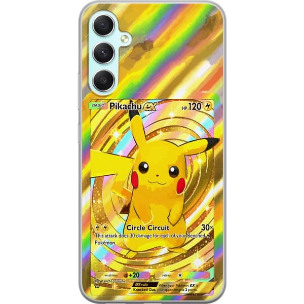 Kompatibelt Mobildeksel til Samsung Galaxy A34 Gullig Pikachu EX samlebilde med regnbueeffekter gull